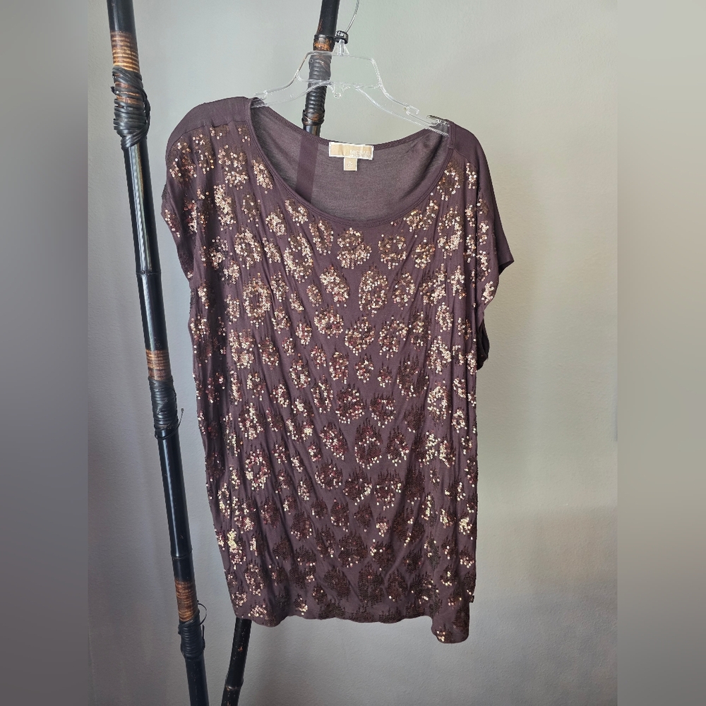 Michael Kors Brown and Gold Women's Top
